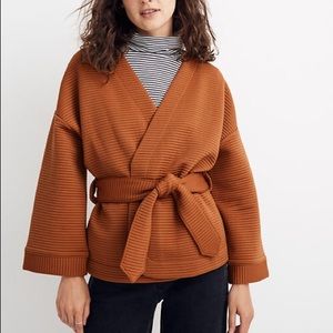 Madewell Brown quilted wrap jacket cardigan NWT